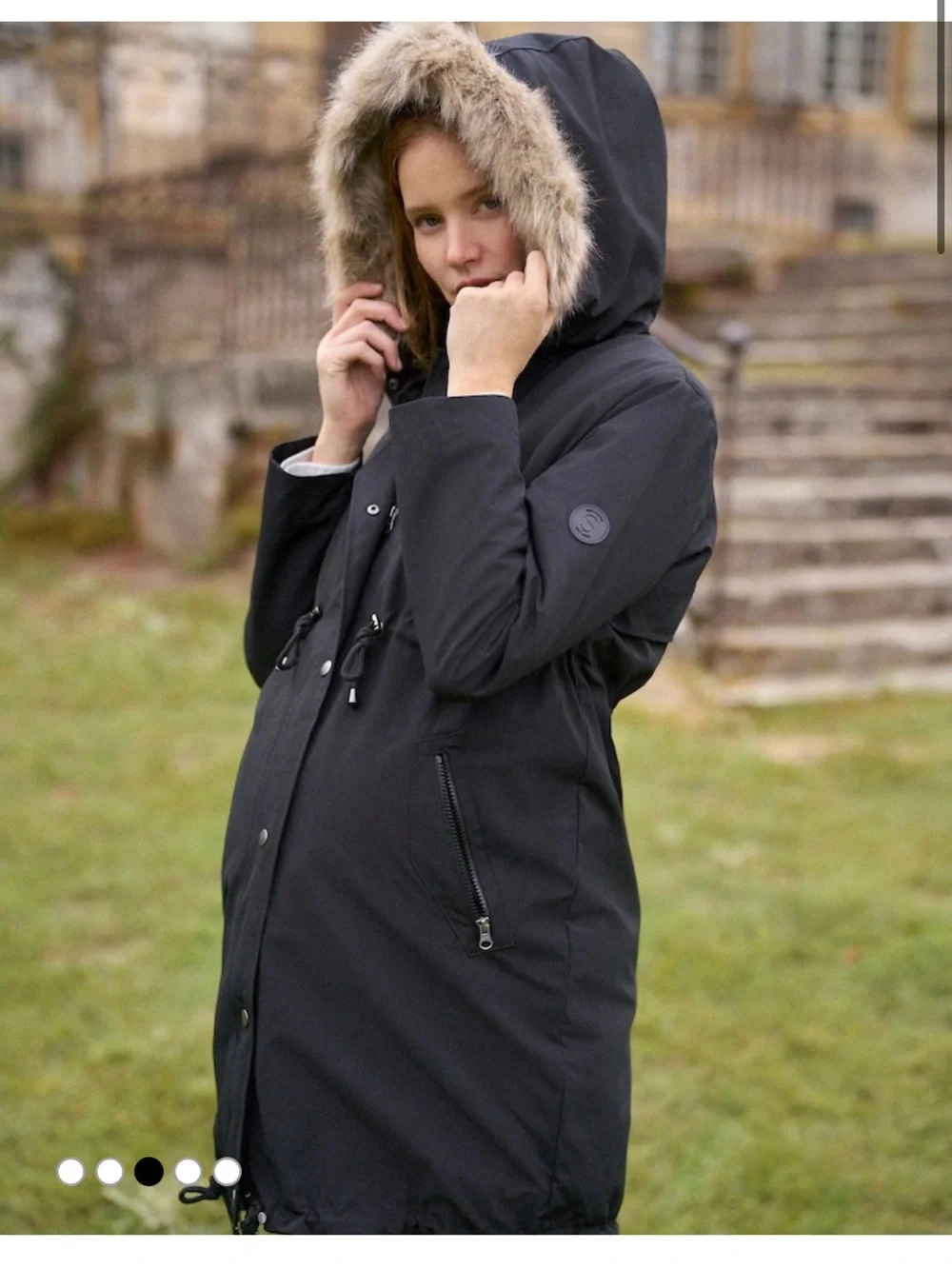 Seraphine Olive Green Maternity Raincoat with Hood